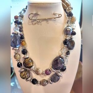 Cookie Lee Multicolor Glass Beaded Long  Necklace